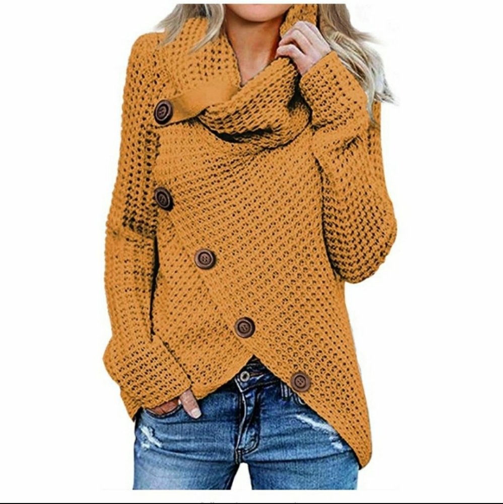 Turtle Cowl Neck Asymmetric Hem Wrap XL